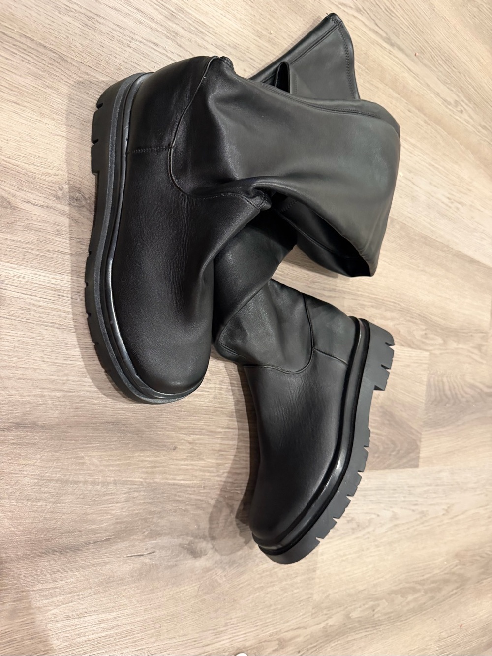 Steve Madden Black Over-the-Knee Leather Boots Gibbs